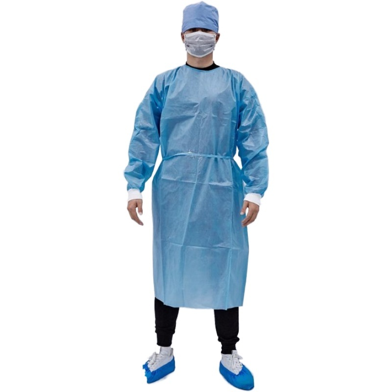 Junlong Disposable Isolation Gown PE Coated With Knitted Cuff In Stock Level 2 Waterproof Apron