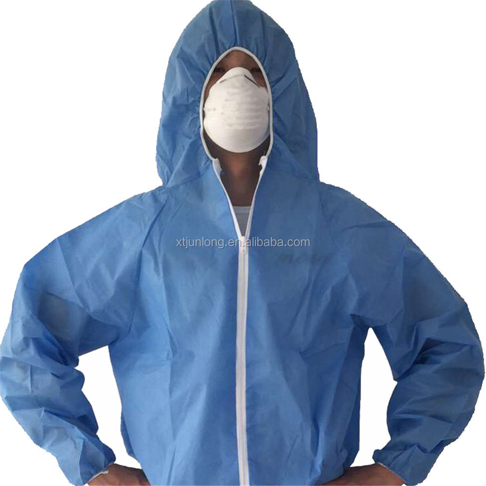 Disposable low-linting oil resistant SMS overalls disposable with hood