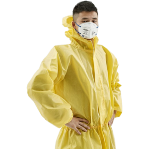 Disposable Chemical Resistant Safety Clothing 70gsm High Duty Durable Coverall Suit Yellow Color