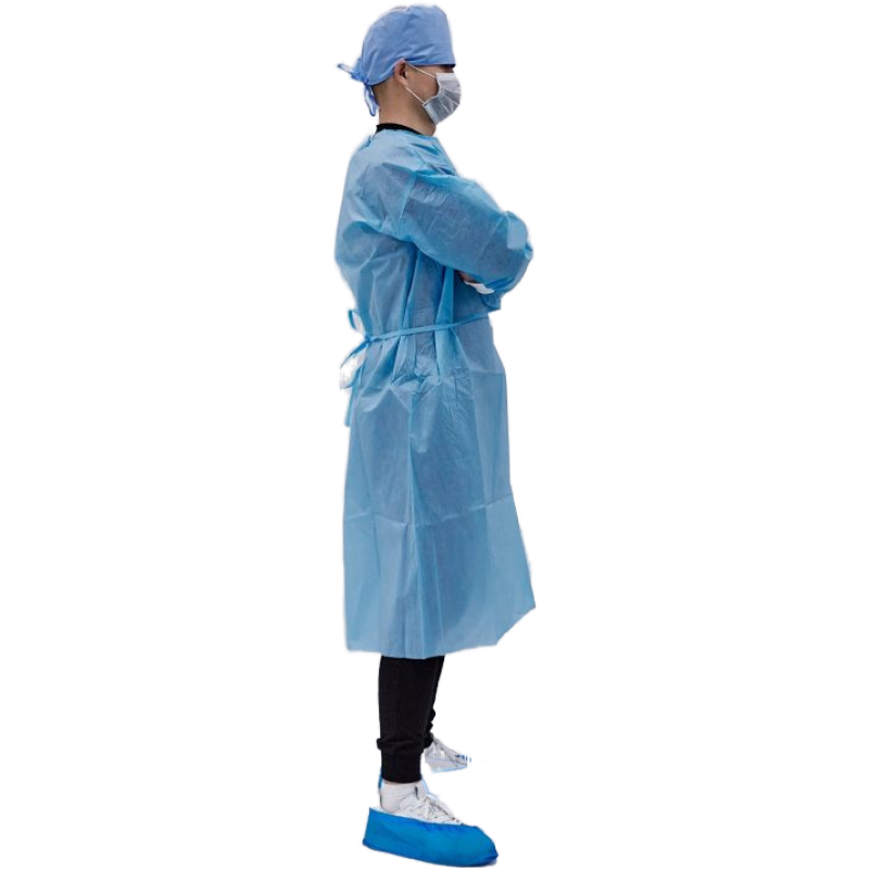 Junlong Disposable Isolation Gown PE Coated With Knitted Cuff In Stock Level 2 Waterproof Apron