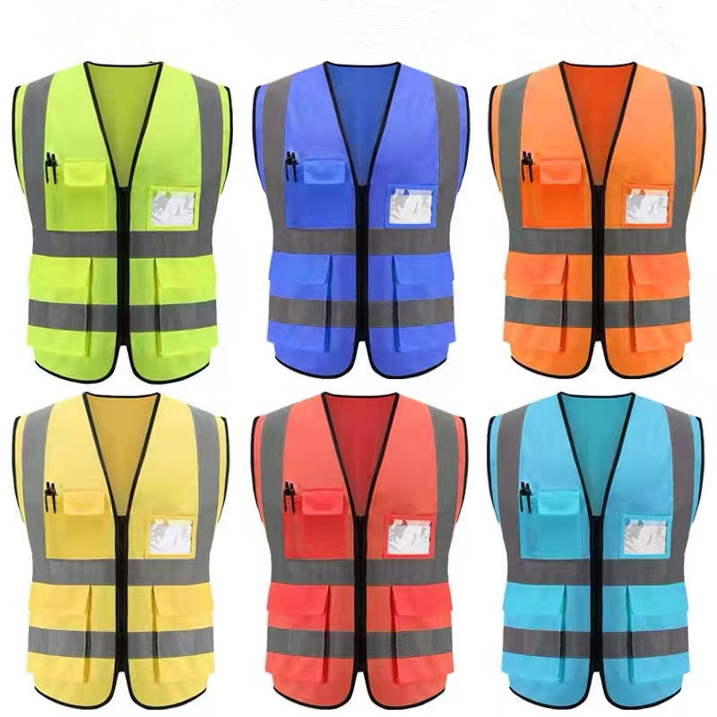 Custom men women mesh hi vis reflective vest jacket workwear shirt construction clothing safety vest with logo