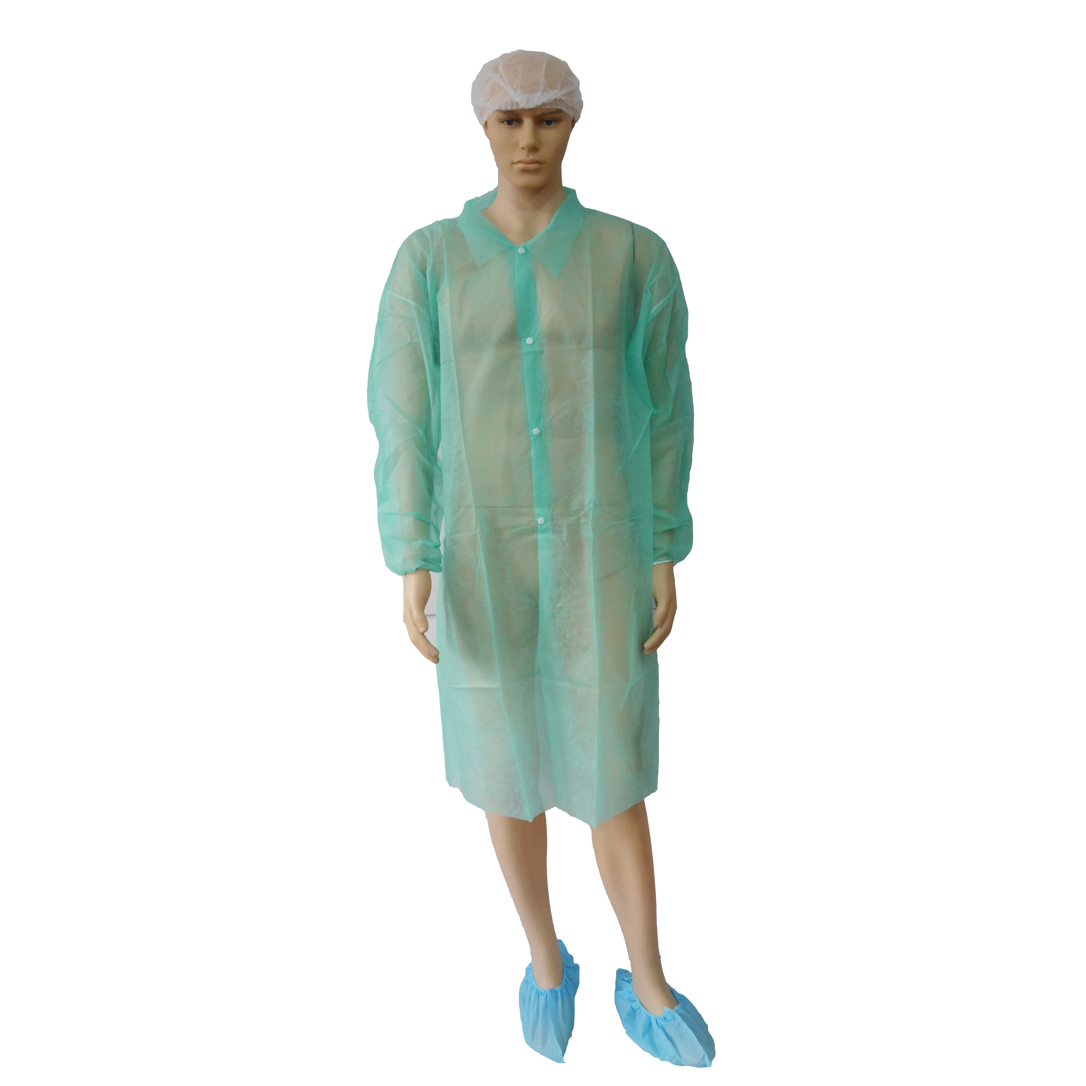 Junlong Medical Non woven PP SMS Lab Gown White Green  Blue with Collar 10PC Bag Disposable Customized  Lab Coat