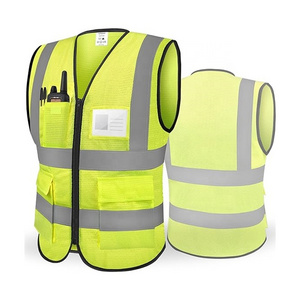 Custom men women mesh hi vis reflective vest jacket workwear shirt construction clothing safety vest with logo