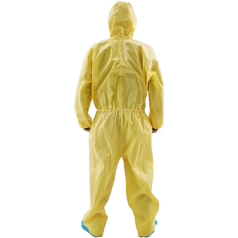 Disposable Chemical Resistant Safety Clothing 70gsm High Duty Durable Coverall Suit Yellow Color