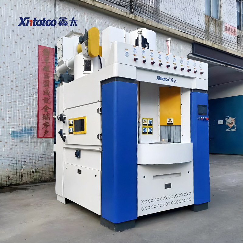 Good quality mold automatic sand blasting machine with blasting turntable and cart