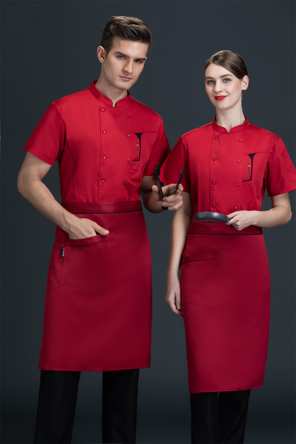 high quality short sleeve chef uniform jacket logo customize modern chef coat restaurant bar uniforms