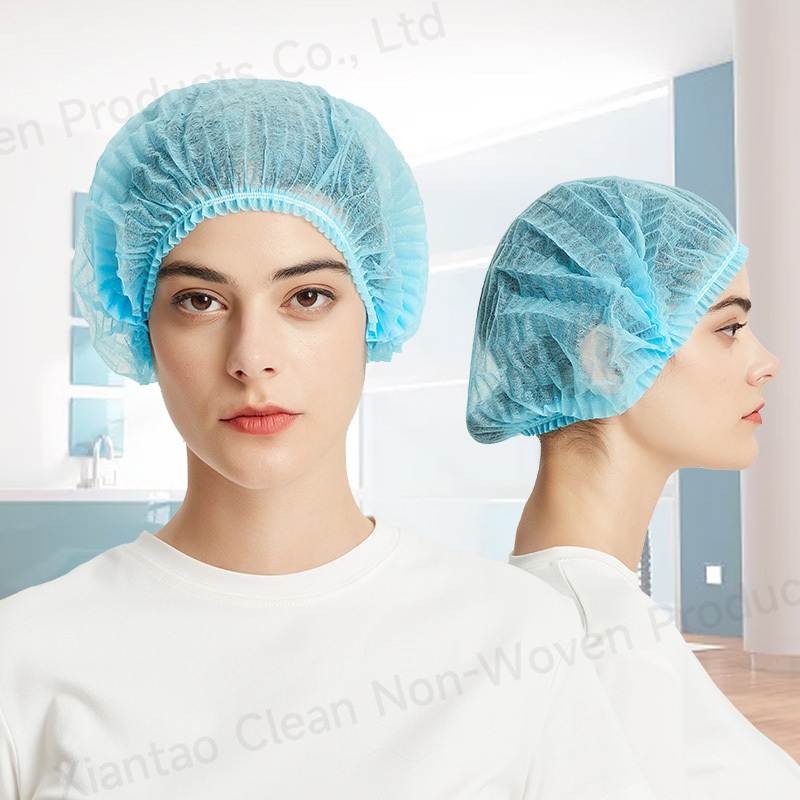 Disposable Non Woven Cap Bouffant Head Cover Hair Net Surgical Doctor Hat Round Mob Cap Medical CE Strip Surgeon Clip Caps