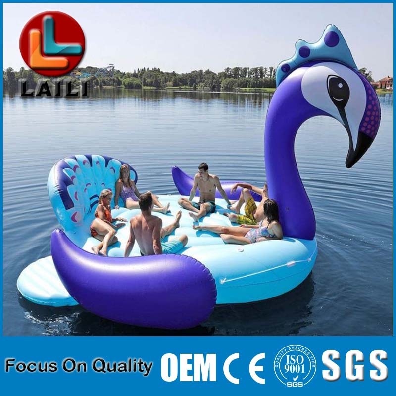 2018 large giant unicorn / flamingo /peacock party island 6 person float in water outdoor