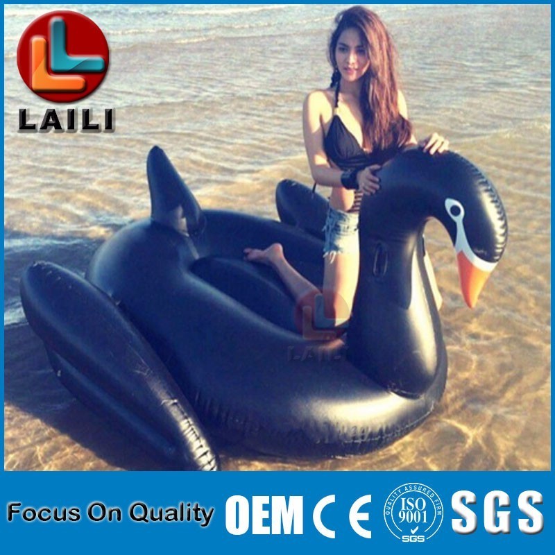 Most fashionable inflatable black swan pool float toy for sexy girl/swimming bodybuilding tool/ inflatable water games pool toys