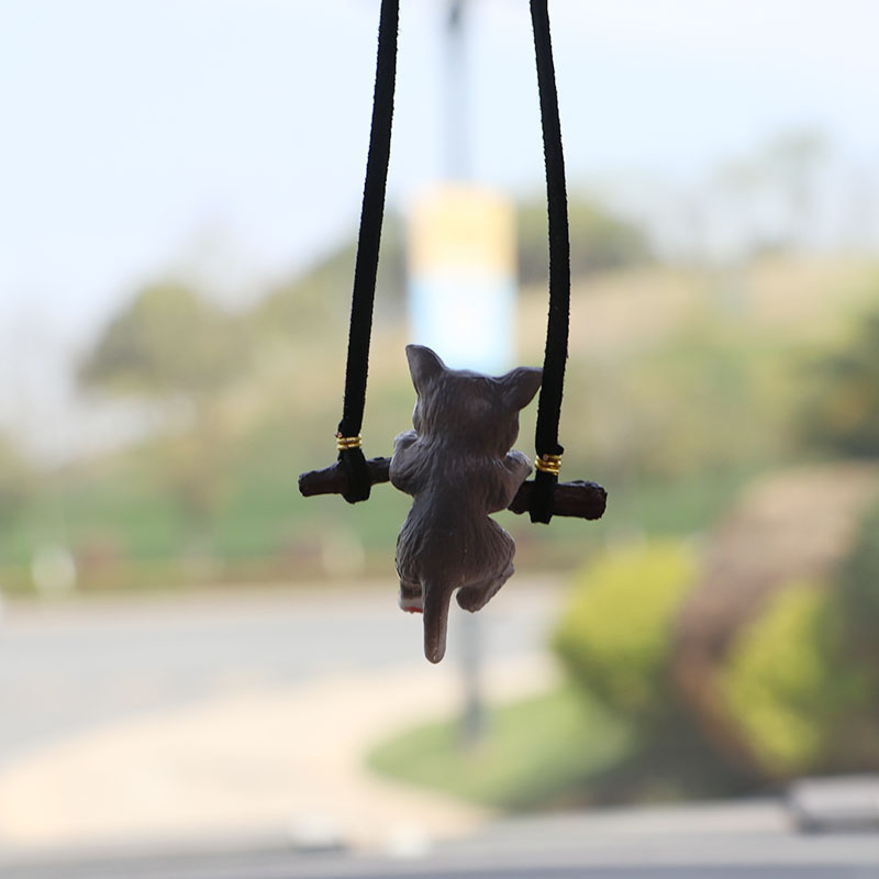 Swing cat car pendant cartoon animation car rearview mirror pendant creative car interior accessories small animal ornaments