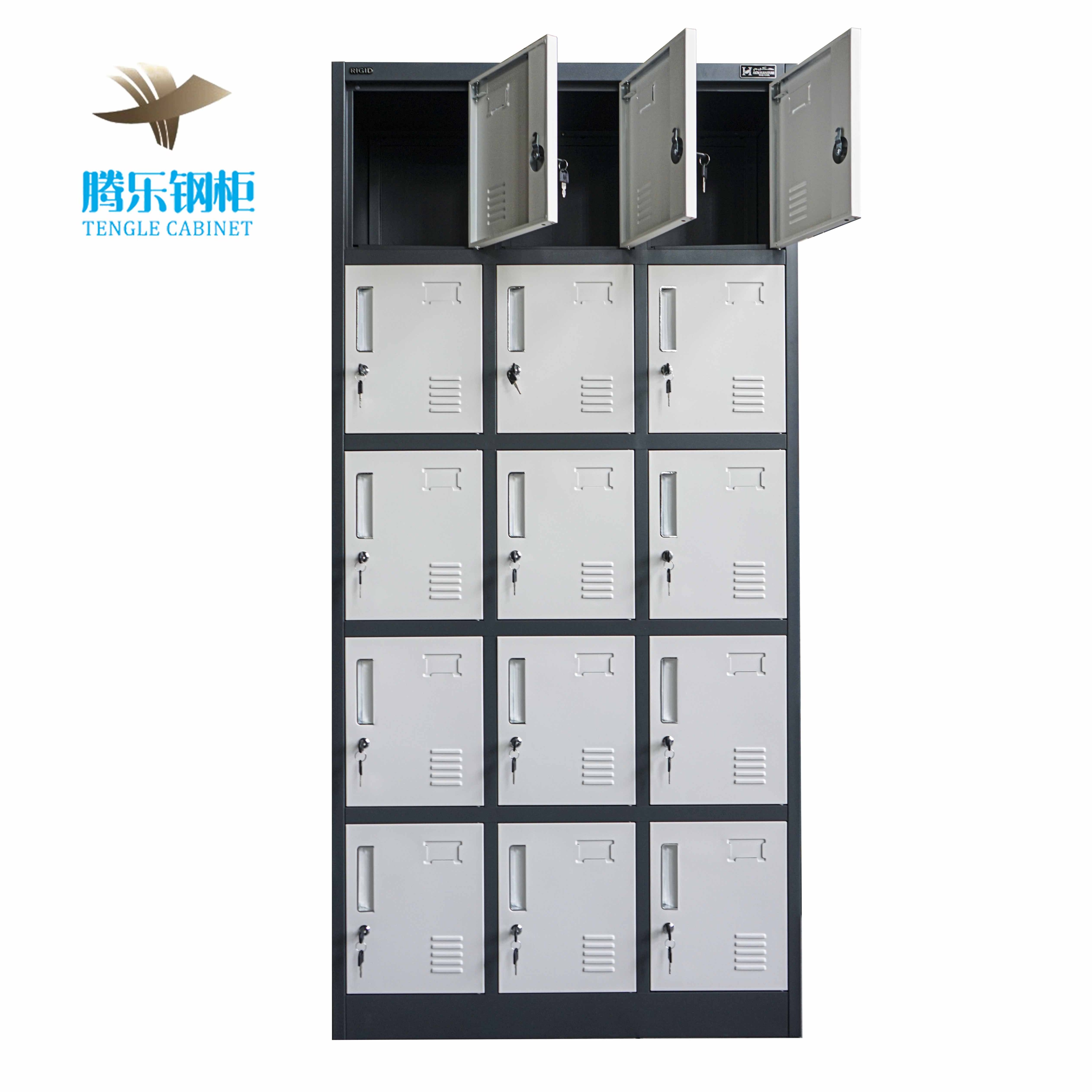 Foshan factory Wholesale Price 15 door Steel Locker Cabinet Metal School Storage 9/12/15/18 Door Locker Gym Locker