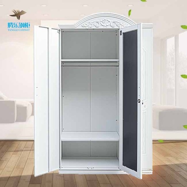 New design metal closet 3 swing door embossed wardrobe armario para ropa con espejo ropero