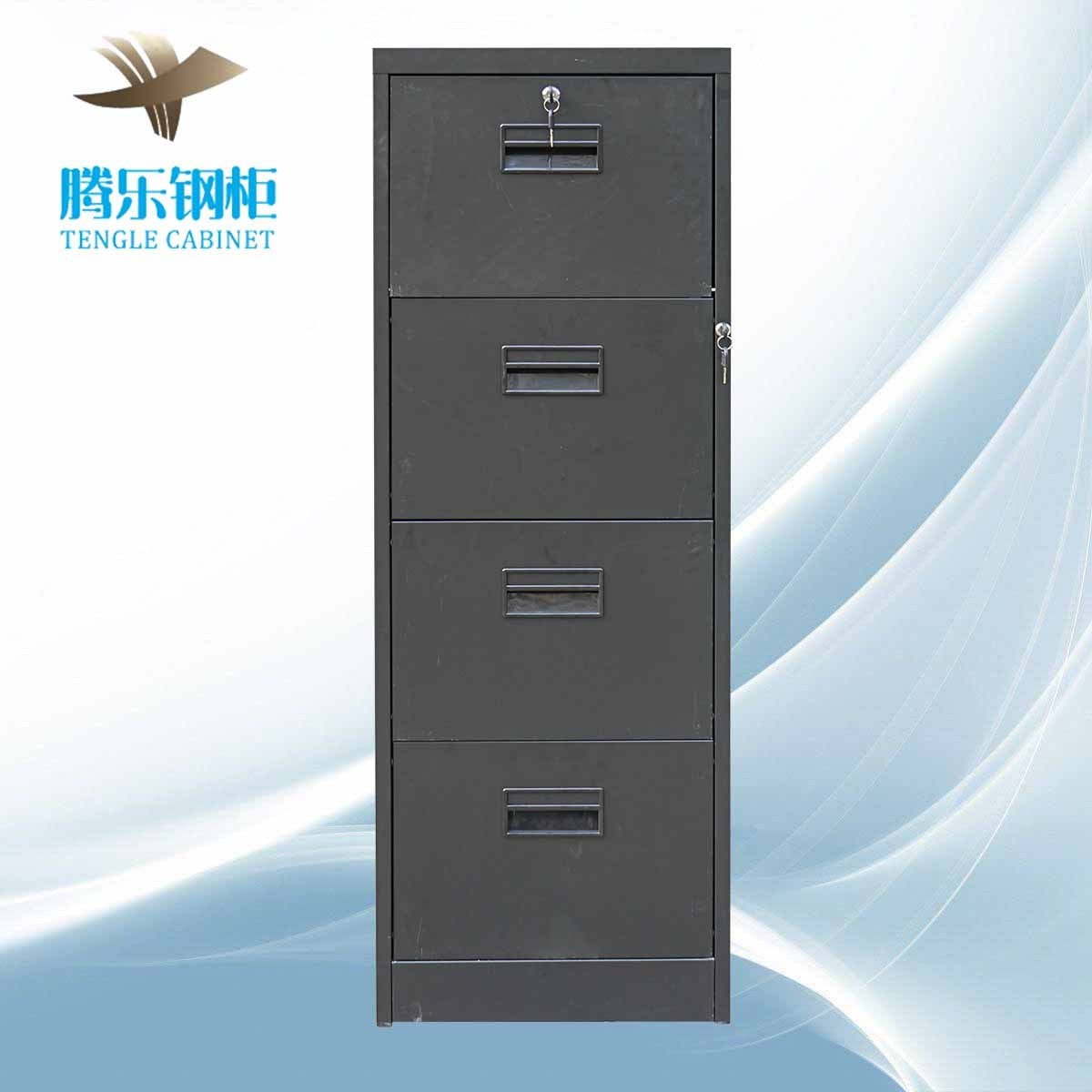 Modular 4 drawer steel vertical lateral file storage cabinet/knock down drawer dividers metal file cabinet with safe box inner