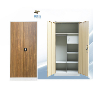 Wholesale Dress Furniture Knock Down Steel Wardrobe Almarih Vertical Cabinet Tall Slim with Stand for Home Bedroom Furniture