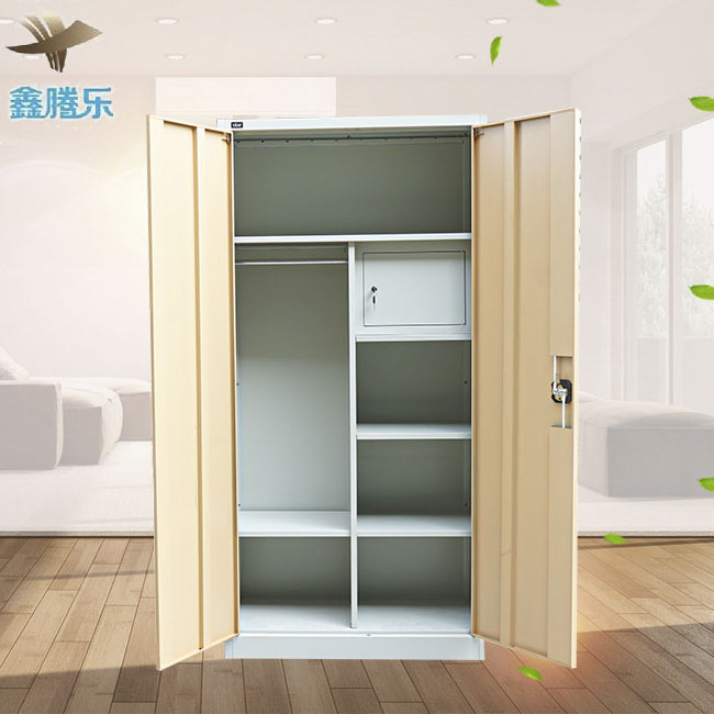 Wholesale Dress Furniture Knock Down Steel Wardrobe Almarih Vertical Cabinet Tall Slim with Stand for Home Bedroom Furniture