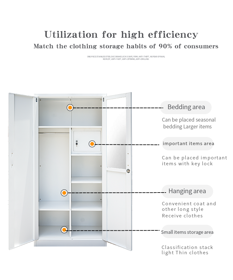 Factory Price Metal Home Furniture Bedroom Cheap Lemari Pakaian Steel Closet Storage Cabinet 2 Door Pattern Printing Wardrobes