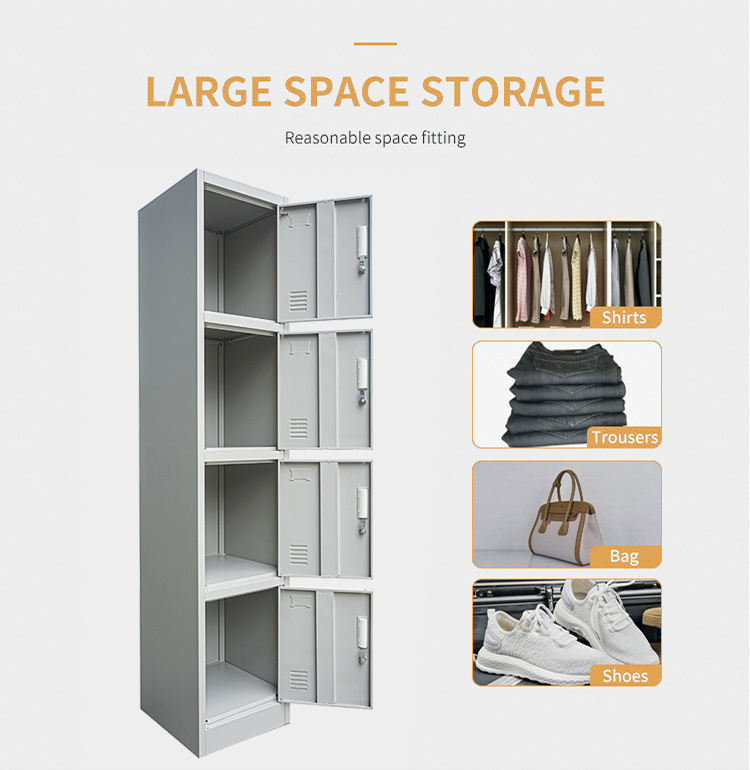 Single 4 door clothing locker 4 door cabinet steel almirah single door locker kleiderschrank storage cabinet with pintu