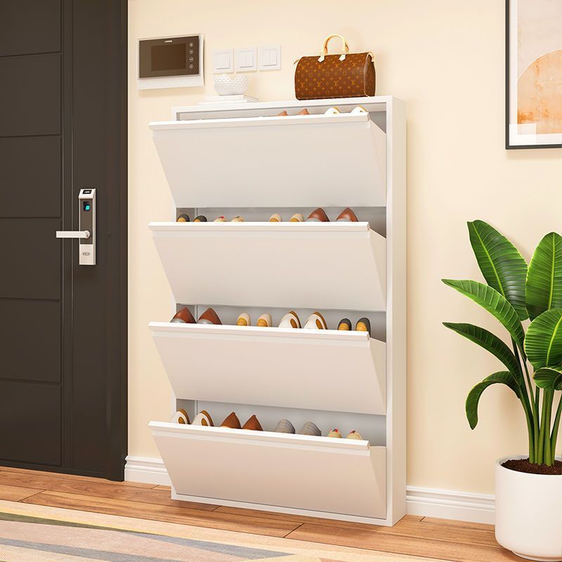 3 Drawer Metal Vertical Flip Living Room Corridor Cloakroom Entrance Shoe Cabinet Wall Mounted Shoe Rack White Home Furniture