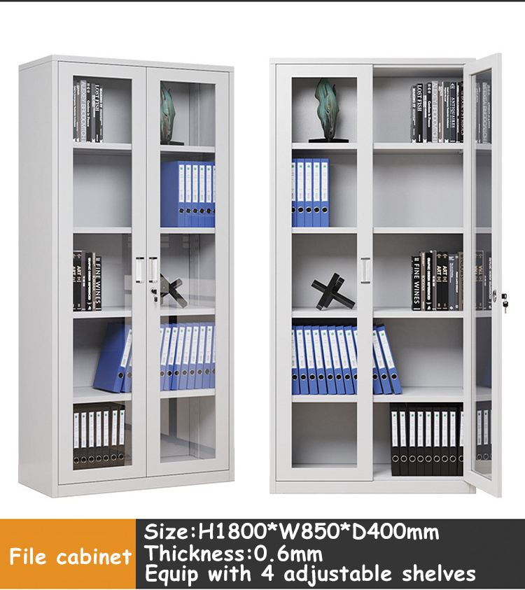 steel 2 swing door storage cabinet/metal medicine cabinet /book cupboard filing cabinet with key locks