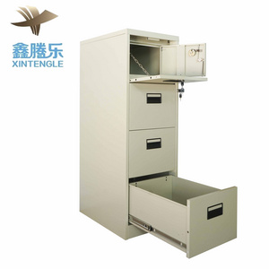 Guangzhou factory New Promotion Powder Coat Metal office file cabinets 4 drawer steel filling cabinet with safe box inner