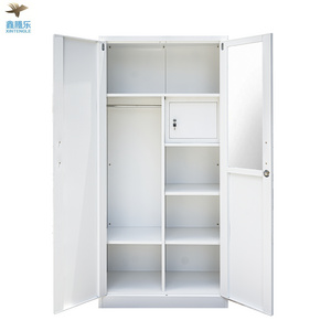 Factory Price Metal Home Furniture Bedroom Cheap Lemari Pakaian Steel Closet Storage Cabinet 2 Door Pattern Printing Wardrobes