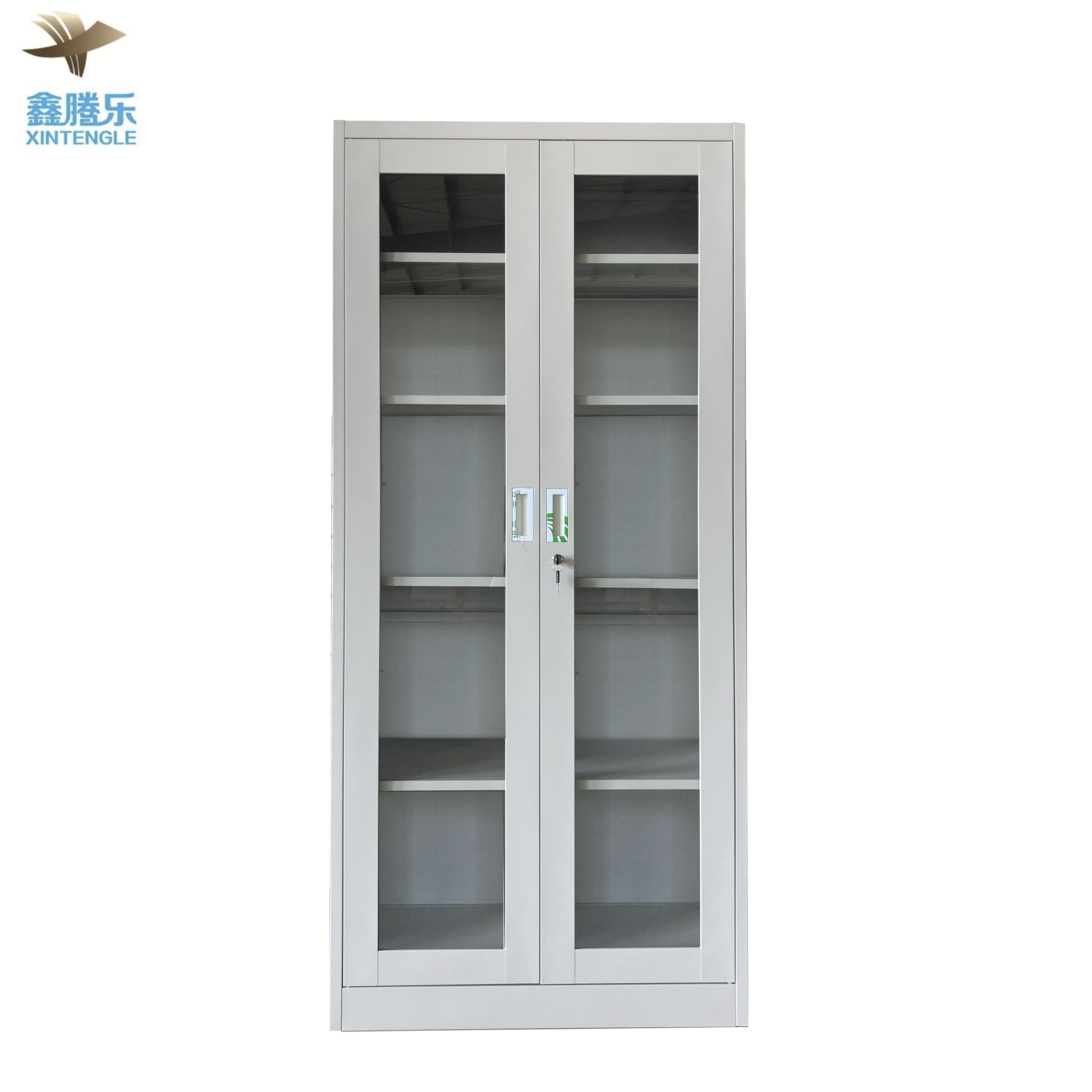 Middle East hot selling office library book information file cabinet steel file cabinet 2 glass door swing door storage cabinet