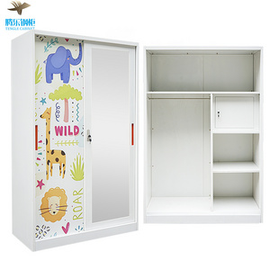 dismantle cheap furniture simple design bedroom hostel locker closet cabinet steel clothes metal printed wardrobe