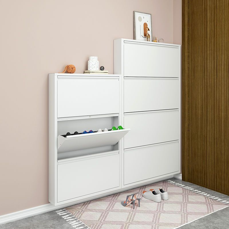 3 Drawer Metal Vertical Flip Living Room Corridor Cloakroom Entrance Shoe Cabinet Wall Mounted Shoe Rack White Home Furniture