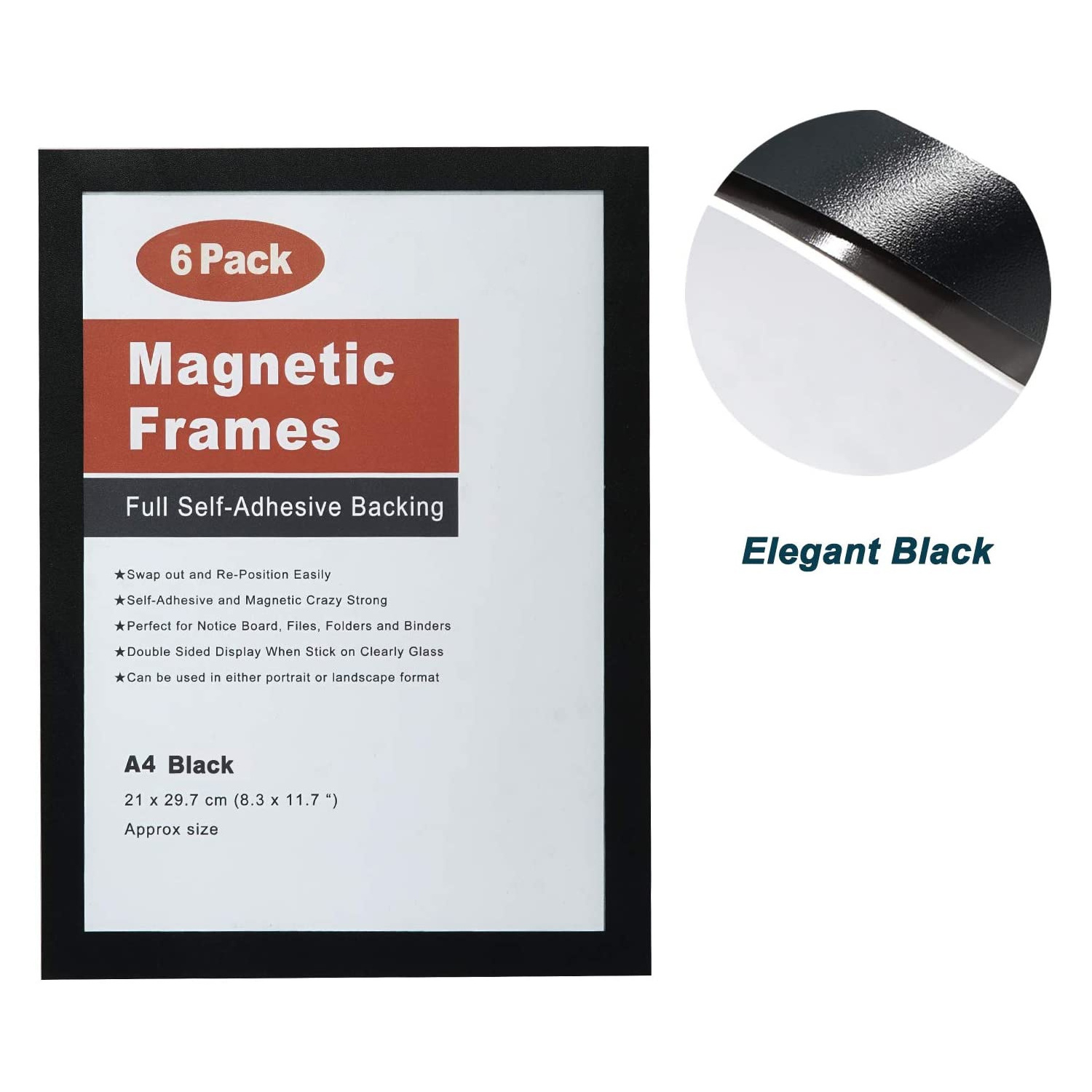 Magnetic Sign Holder Durable Self Adhesive Backing Magnetic Instant Display Frames Fit for Window/door/tiles at Home or Office