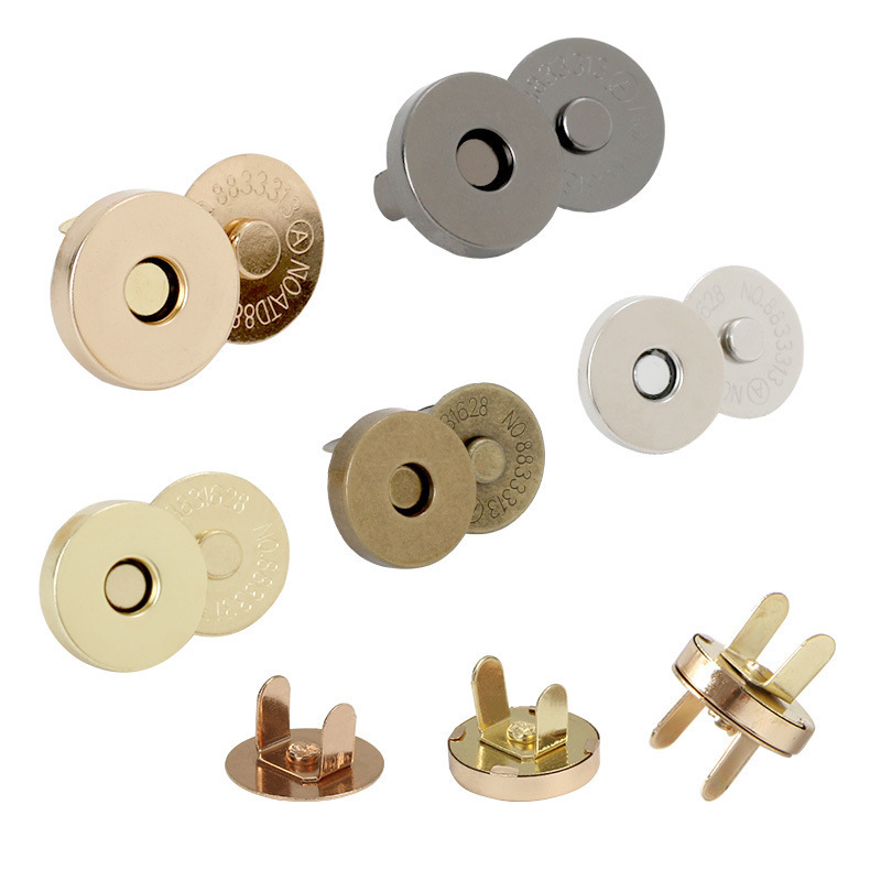 Wholesale Purse Hardware Magnetic Button Snap Gold Handbag Custom Button Magnet 12mm Magnet Magnetic Buckle Button for Bags