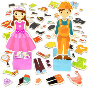 Factory Custom Girls Pretend Game Changeable Clothes Cardboard Puzzle Magnetic Dress Up Doll Toy