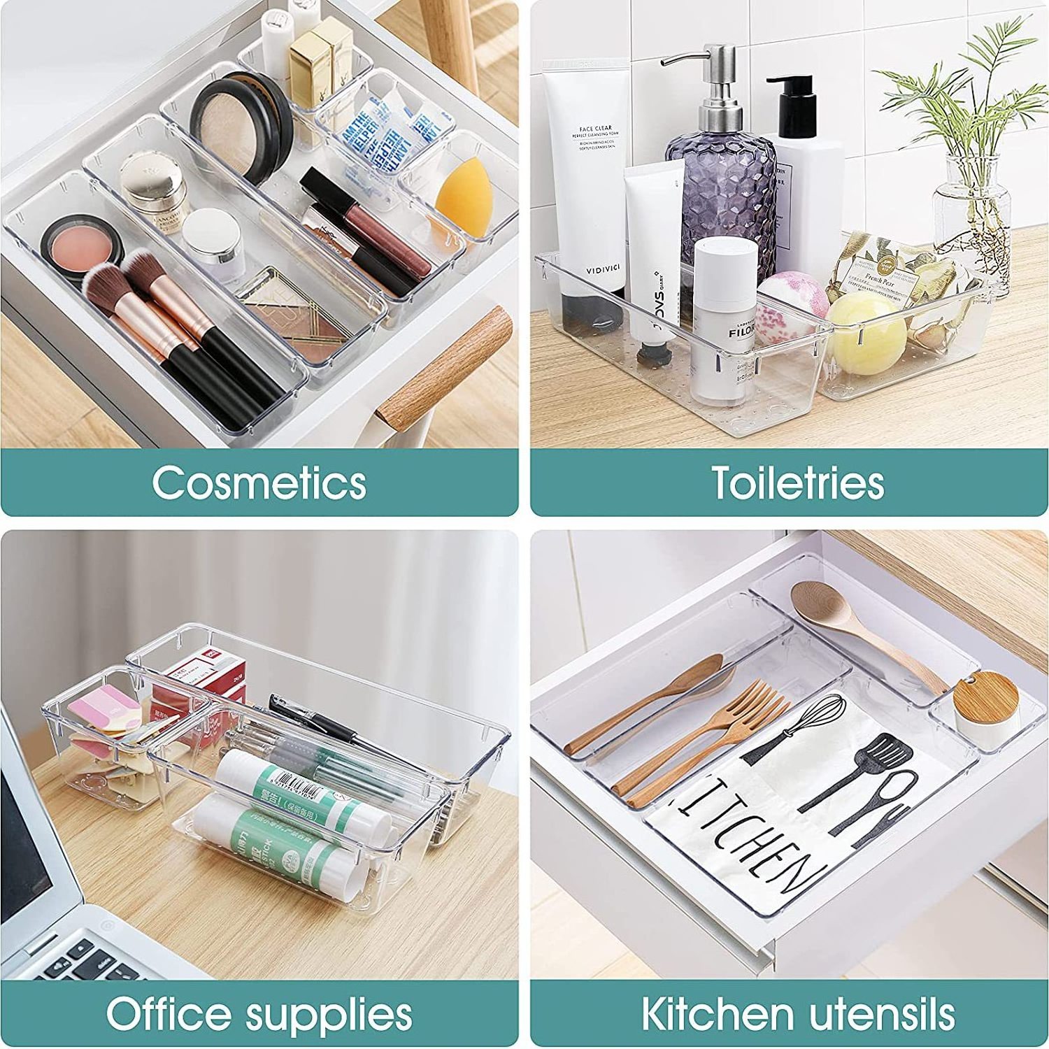 Desktop Decorative Attachment Accessories  Clear Under Desk Storage Drawers Plastic Storage Boxes