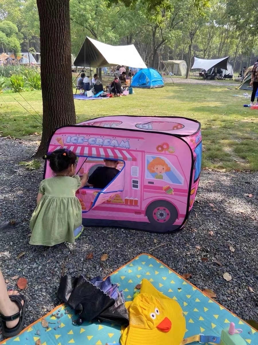 Ice Cream Vending Cart Pop Up Kids Teepee Tent Foldable Children Indoor Play Tent for Boys Girls