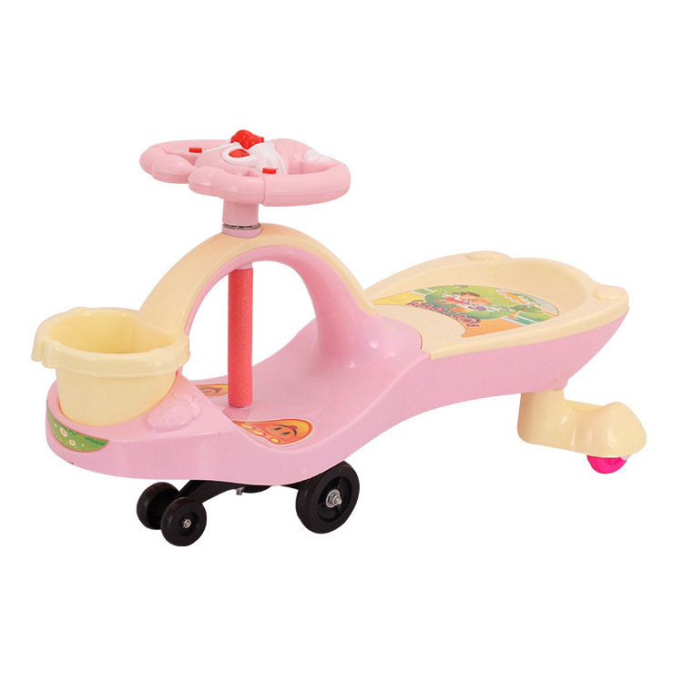 Wholesale  children's twist toys 1-3 year old baby universal wheels car with light and music baby swing ride on car