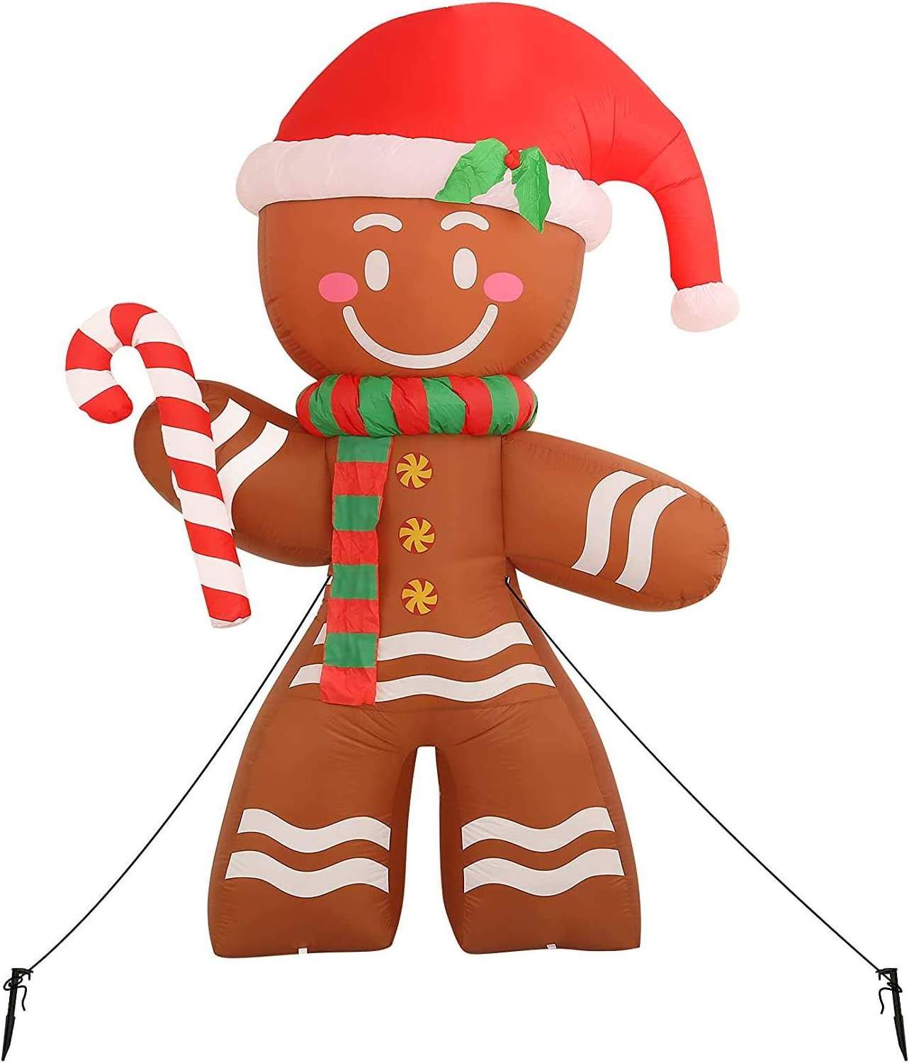 christmas inflatable yard decoration blow ups ornament gingerbread man with led light