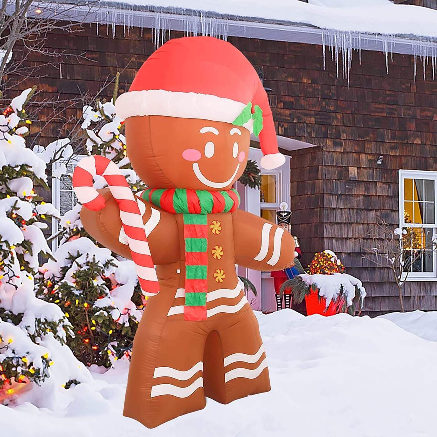 Christmas inflatable decoration 8 FT Gingerbread Man Built-in LEDs Blow Up Christmas Inflatables Decoration bulit-in led light