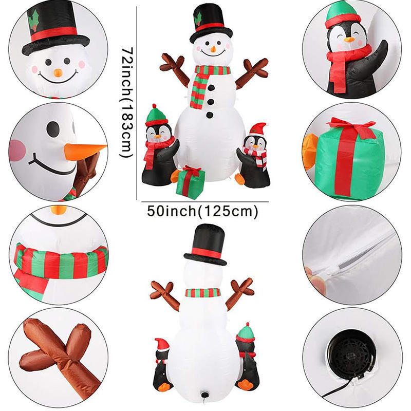 Custom Size Design Commercial Decorations Outdoor Christmas Inflatables Santa Claus Snowman LED Light Yard Decoration