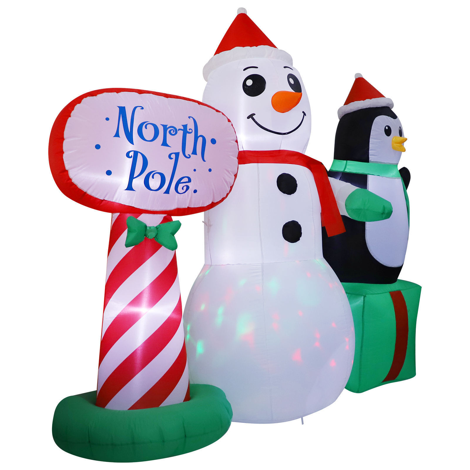 source factory 7FT Inflatable Snowman Penguin Blow Up Yard Decorations with Rotating LED Lights for Indoor Outdoor