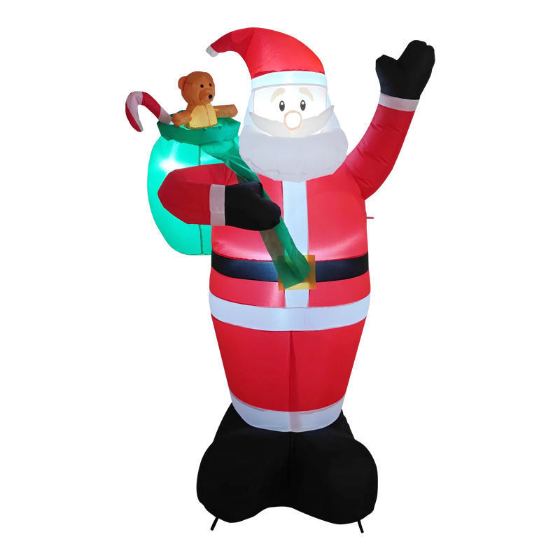 inflatable christmas decorations outdoor giant Santa carry bag with little bear garden decoration with led light