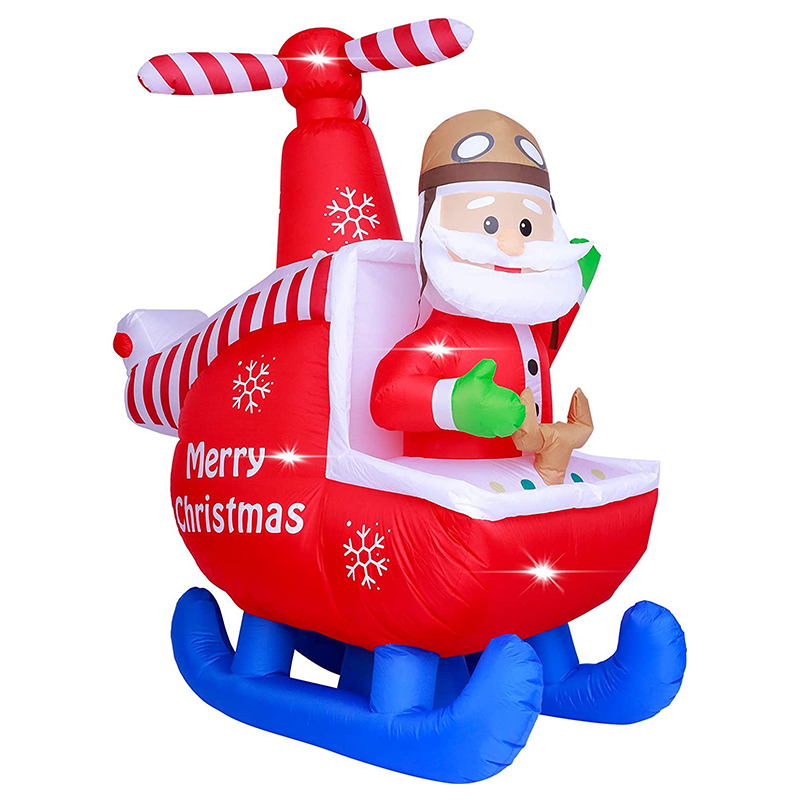 Factory supply christmas decoration outdoor giant santa Claus airplane model christmas inflatable decoration