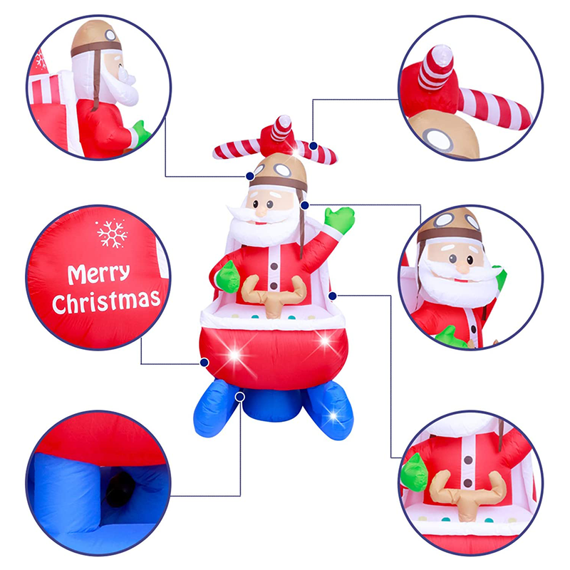 Factory supply christmas decoration outdoor giant santa Claus airplane model christmas inflatable decoration