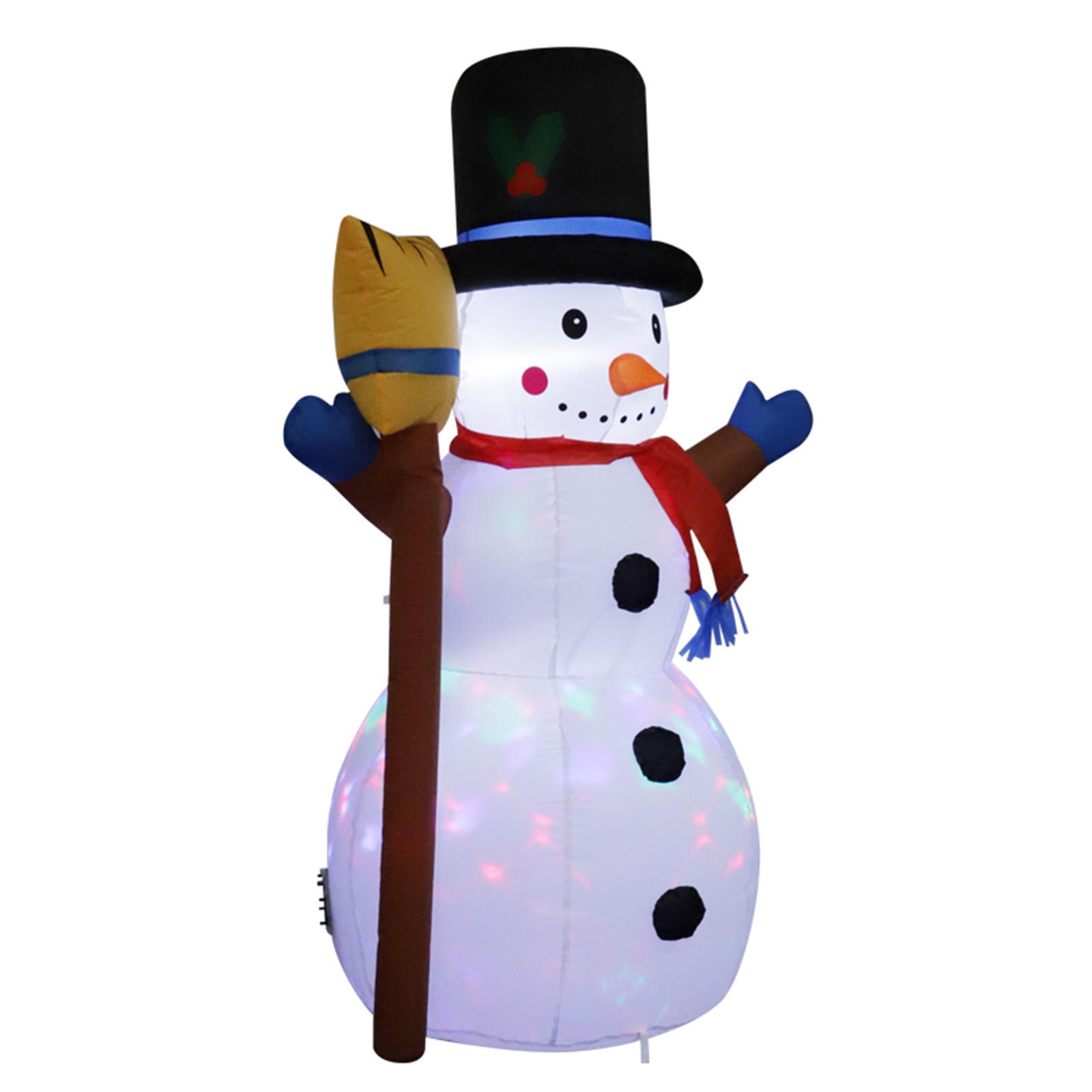 Cheap Wholesale Fun Inflatable Christmas decoration small snowman with broom with led light