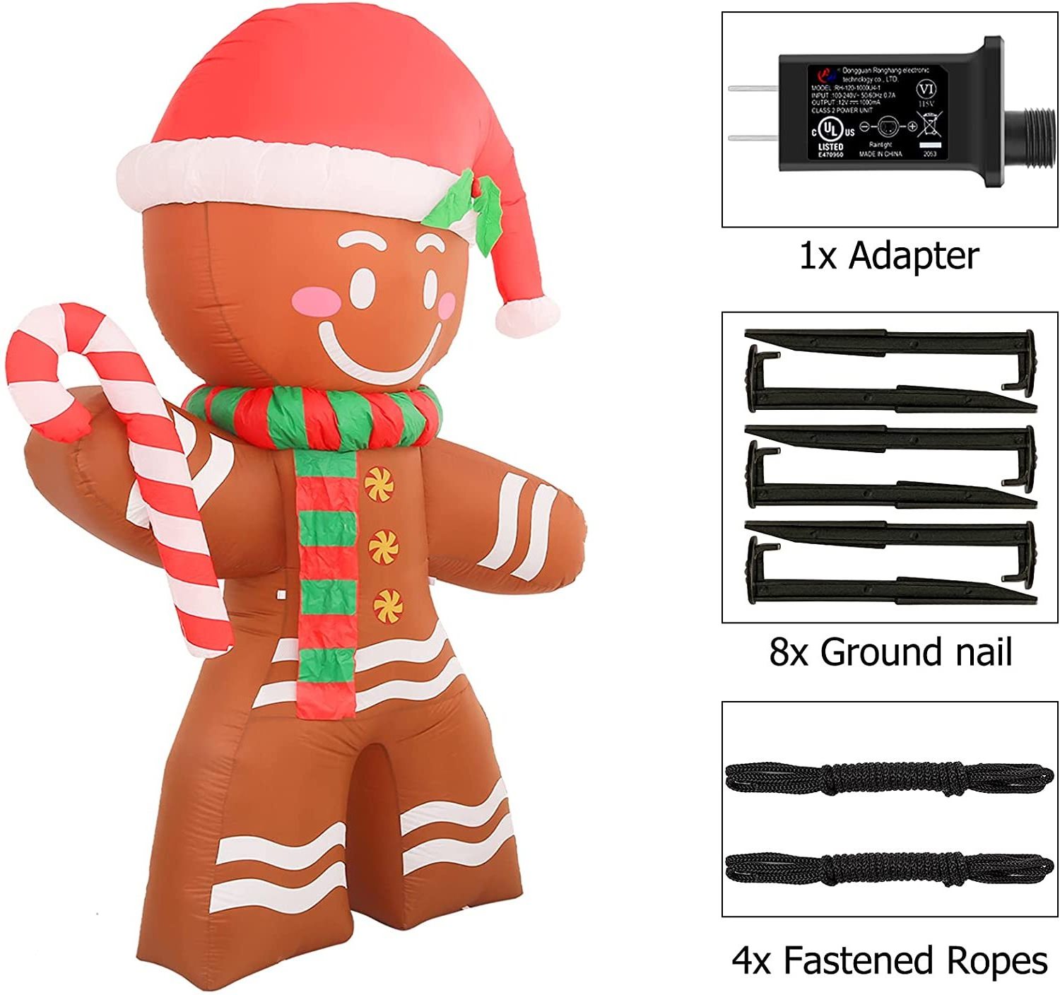 Christmas inflatable decoration 8 FT Gingerbread Man Built-in LEDs Blow Up Christmas Inflatables Decoration bulit-in led light