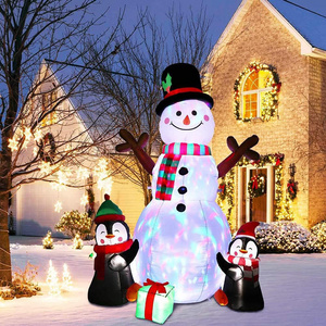 Custom Size Design Commercial Decorations Outdoor Christmas Inflatables Santa Claus Snowman LED Light Yard Decoration