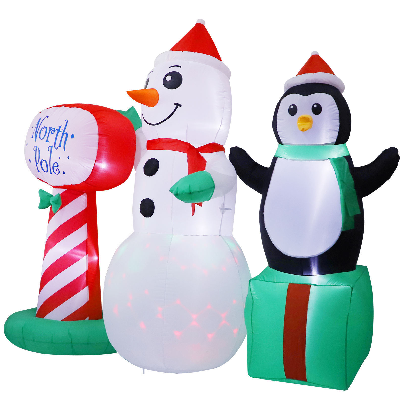 source factory 7FT Inflatable Snowman Penguin Blow Up Yard Decorations with Rotating LED Lights for Indoor Outdoor