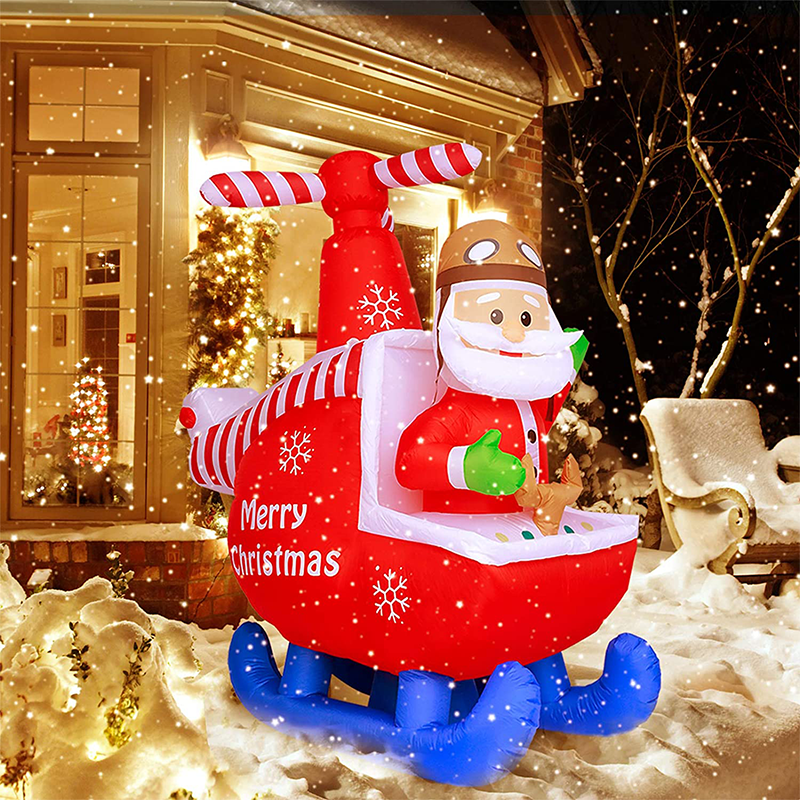 Factory supply christmas decoration outdoor giant santa Claus airplane model christmas inflatable decoration