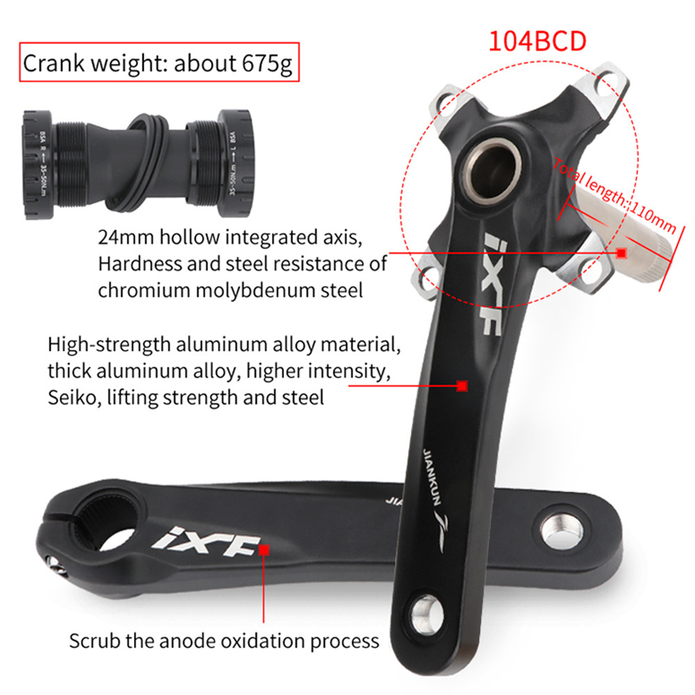 IXF MTB Bike Crankset 170mm 104 BCD Hollow integrated Mountain Bicycle Crank Cycling Chainring BB 32/34/36/38T bicycle crankset