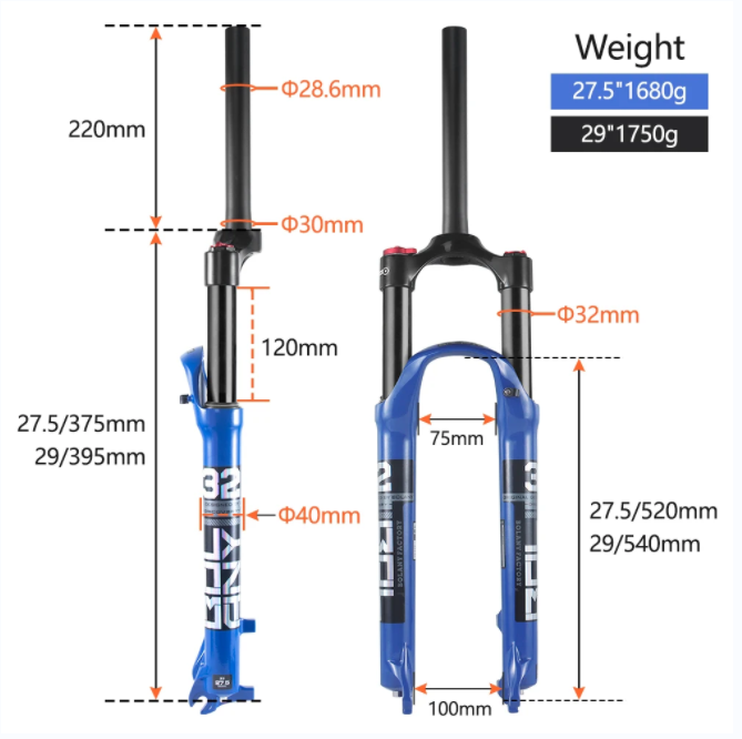 Bolany mountain bike magnesium alloy fork 27.5/29 inch bicycle air pressure Suspension mountain bike fork