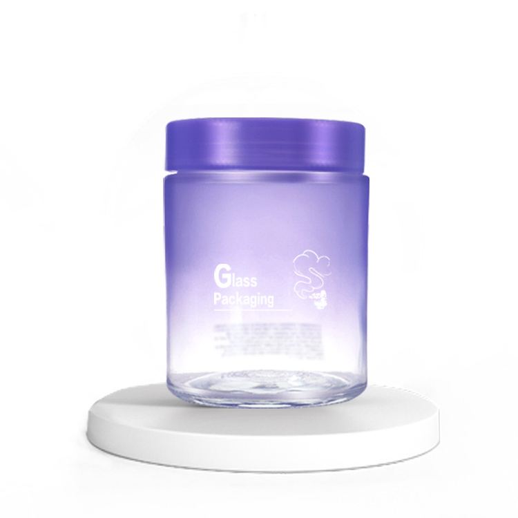 Danube Cylinder Semi-Transparent Finish 3.5 gram 2oz 3 oz Glass Storage Round Jar with Safety Cap Flat Lid Flower Holder