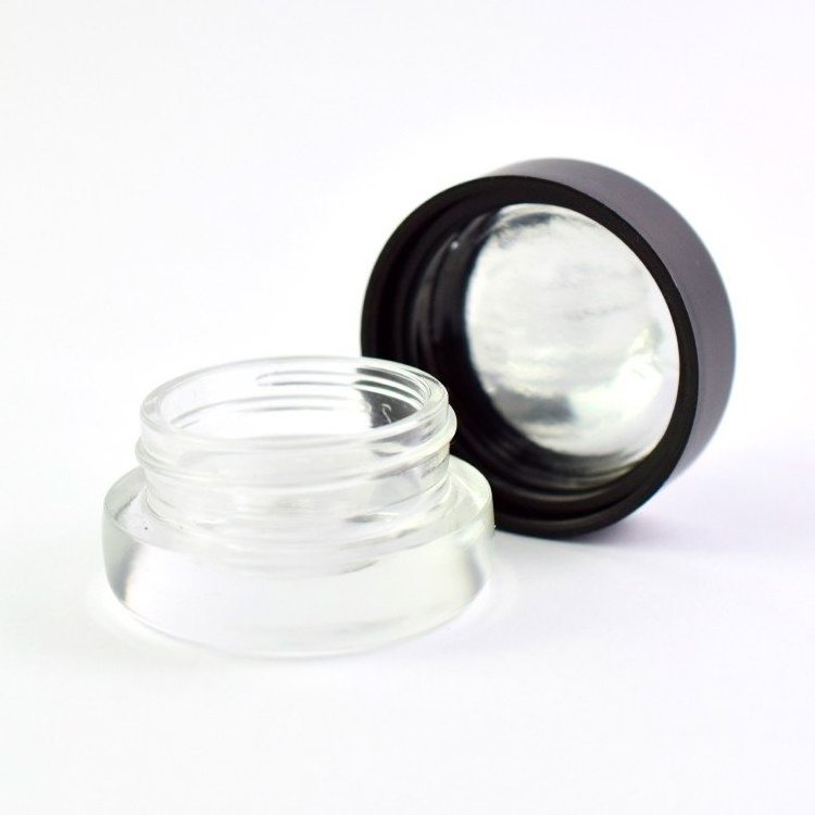 3g 5g 7g 9g Small Clear Glass Cream Jars Custom Logo Round Concentrate Containers Child Resistant Cap CRC Glass Jar